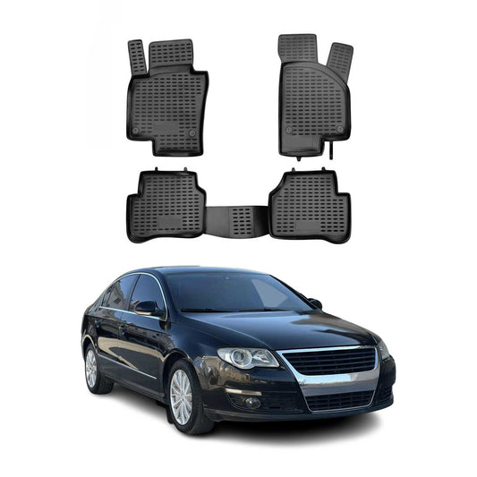 2006-2010 VW Passat B6 Sedan Floor Mats Liners Full Set All Weather Black