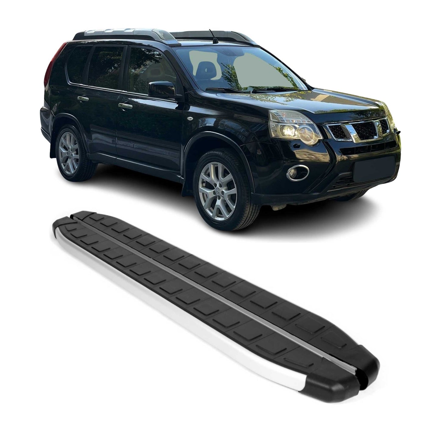 2008-2013 Nissan Rogue Running Boards Side Steps Silver & Black