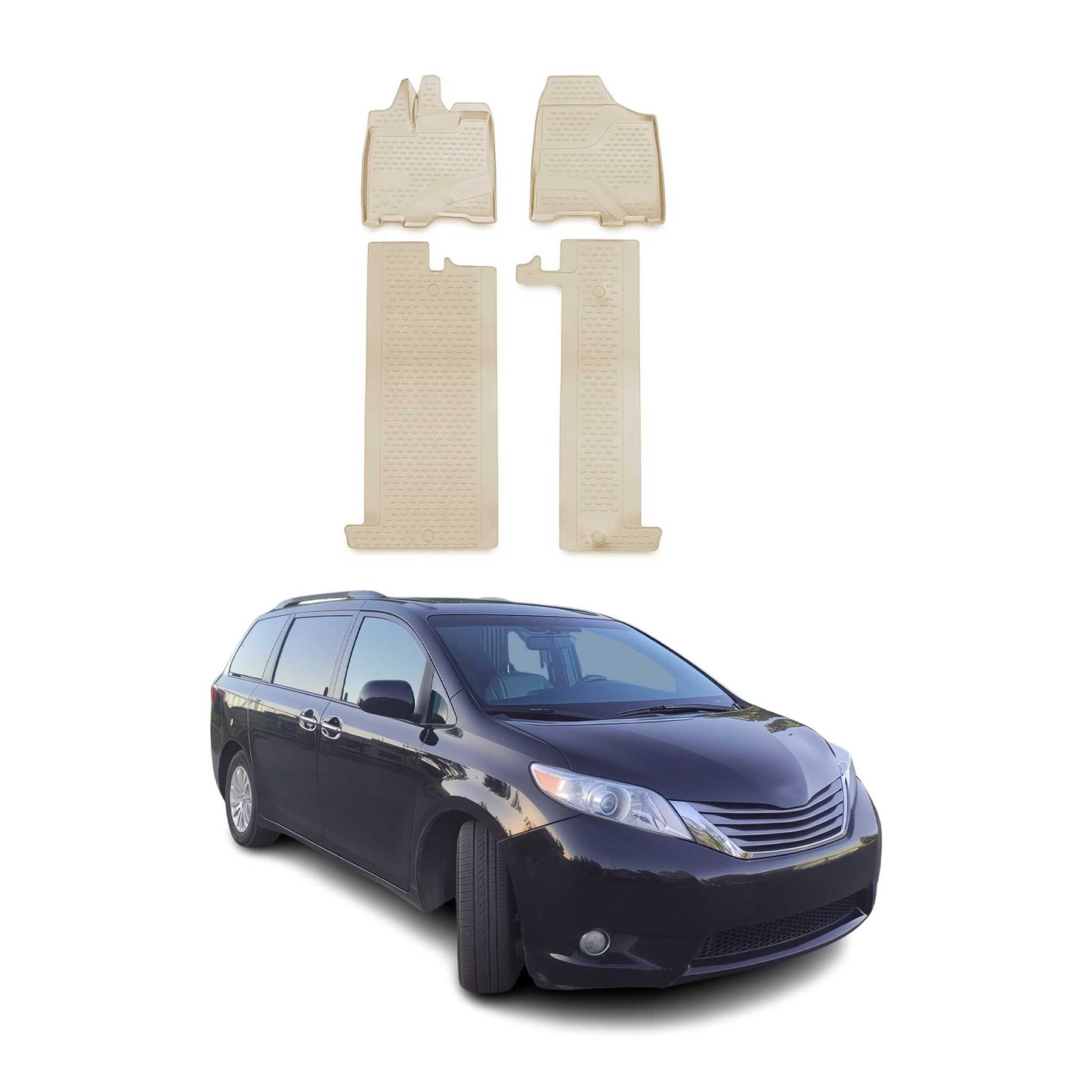 2013-2020 Toyota Sienna 7 Seats Floor Mats Liners Full Set All Weather Beige