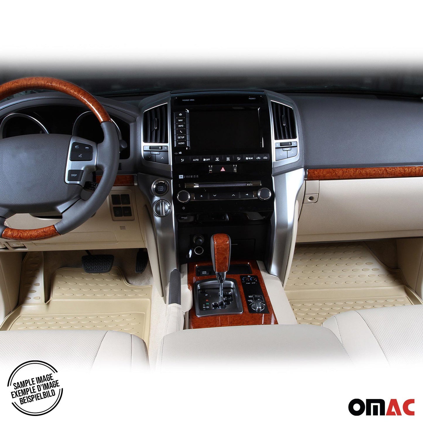 OMAC OMAC Floor Mats Liner for Toyota Highlander 2001-2007 Beige TPE All-Weather 3Pcs 7091443BG
