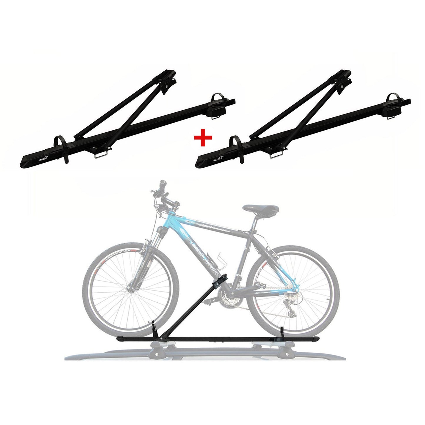 2Pcs Pro Bike Carrier Roof Mount Black Alu Bicycle Rack Cycling Car Truck SUV