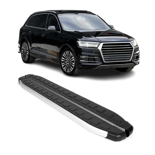 2017-2024 Audi Q7 Running Boards Side Steps Silver & Black