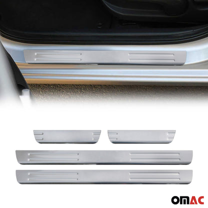 OMAC Door Sill Scuff Plate Scratch Protector for Mitsubishi Lancer Silver 4Pcs Steel '4902091