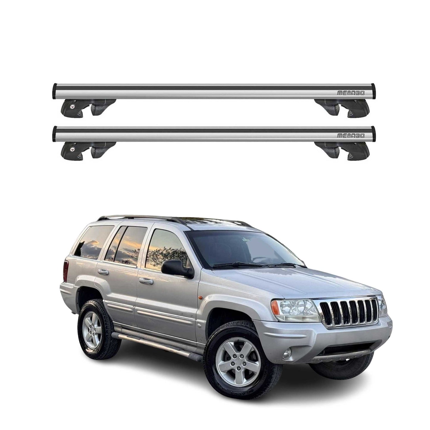 1999-2004 Jeep Grand Cherokee Roof Rack Cross Bars Silver