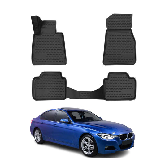 2012-2018 BMW 3 Series E46 E90 E91 E92 Floor Mats Liners Full Set All Weather Black