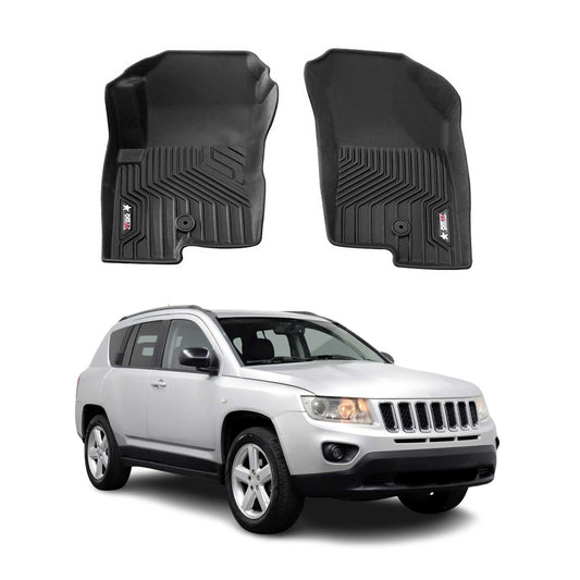 2007-2017 Jeep Compass Premium Floor Mats Liners First Row Front Black