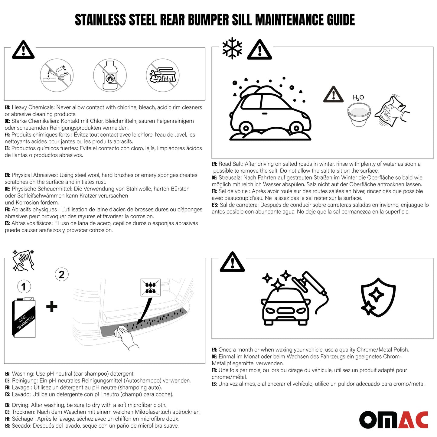 2015-2021 Mercedes C Class S205 Wagon Rear Bumper Guard Stainless Steel Brushed