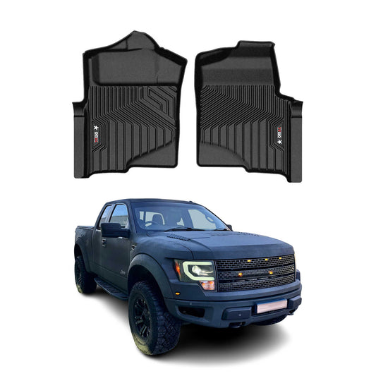 2009-2014 Ford F-150 Crewcab Premium Floor Mats Liners First Row Front Black