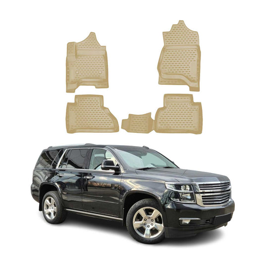 2015-2020 Chevrolet Tahoe Floor Mats Liners Full Set All Weather Beige