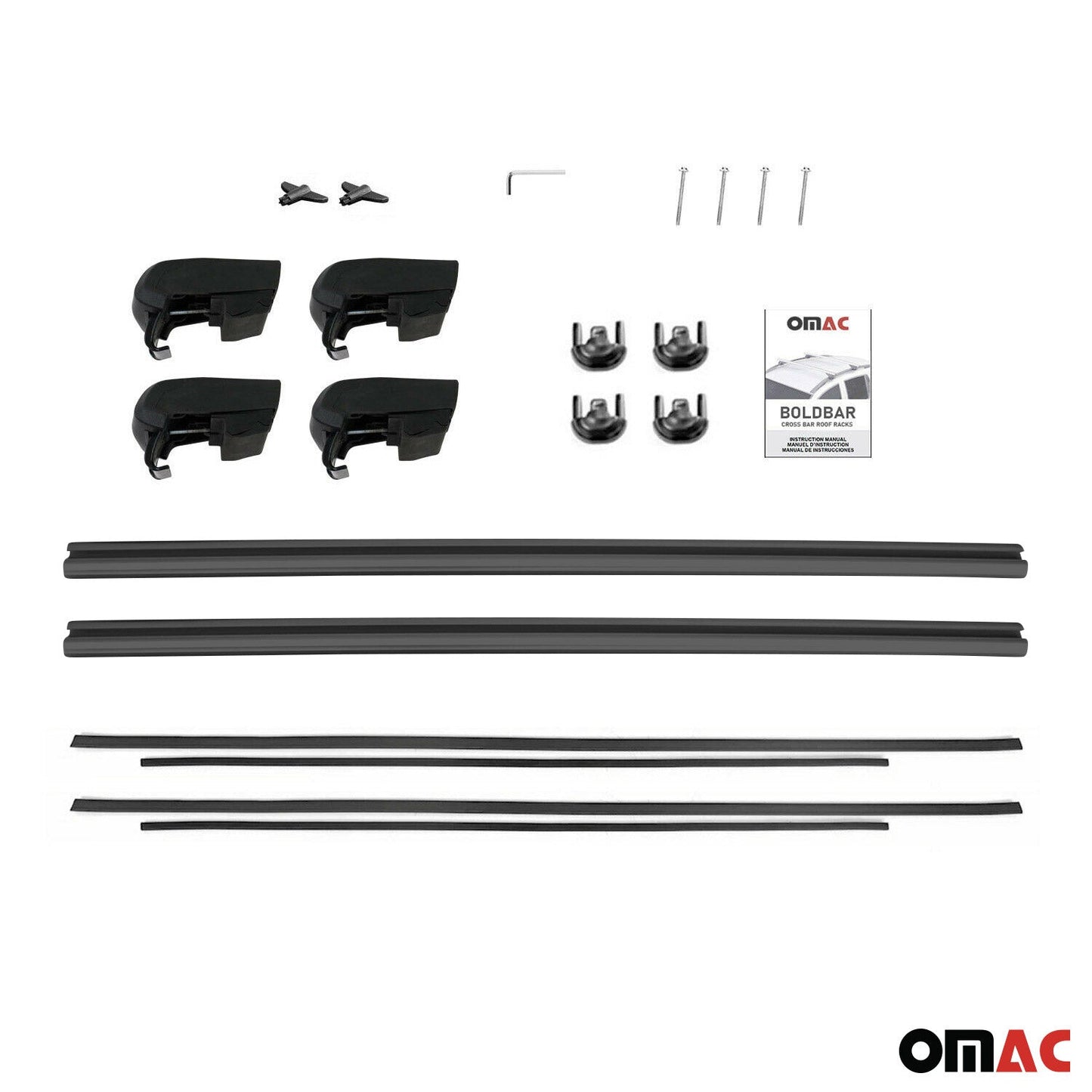 OMAC Lockable Roof Rack Cross Bars Luggage Carrier for Cadillac XT4 2019-2024 Black G003002