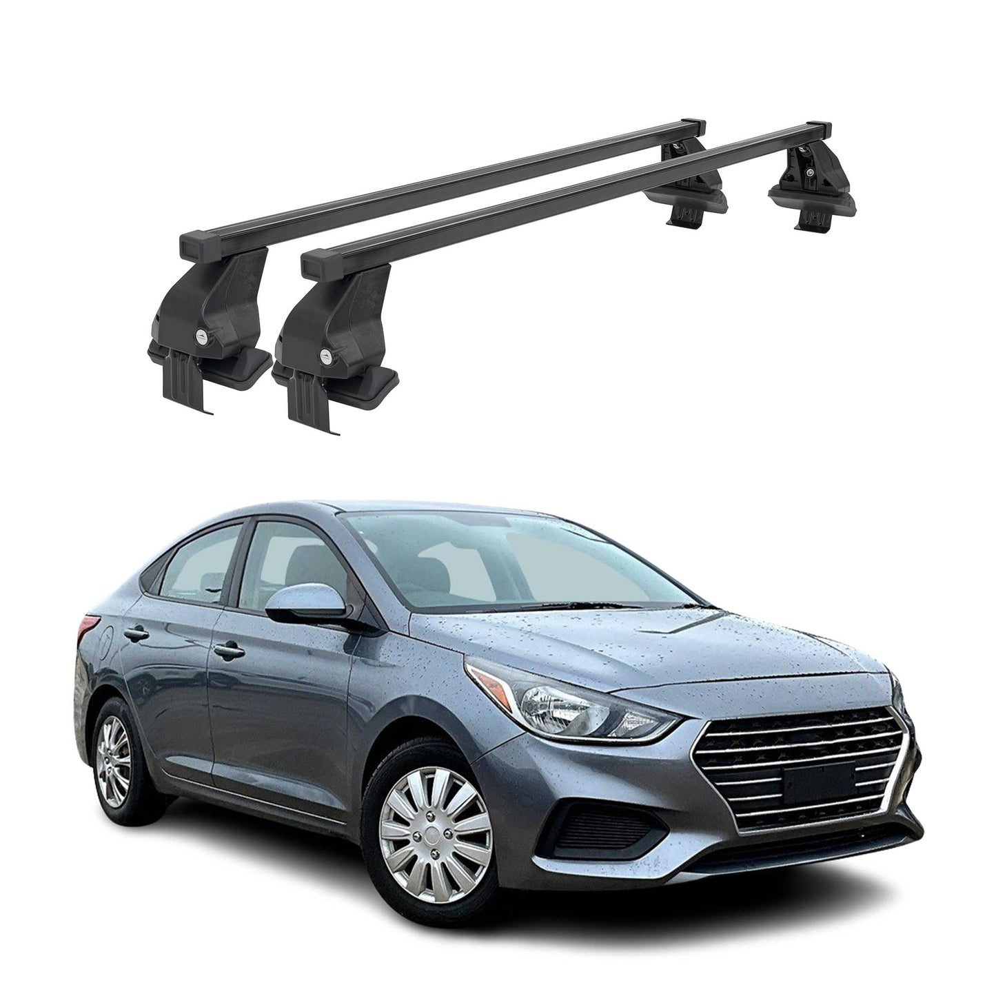 2018-2022 Hyundai Accent Sedan Roof Rack Cross Bars Black