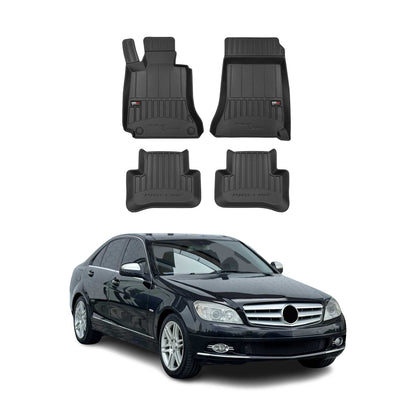 2010-2014 Mercedes C Class W204 S204 Premium Floor Mats Liners Full Set All Weather Heavy Duty Black