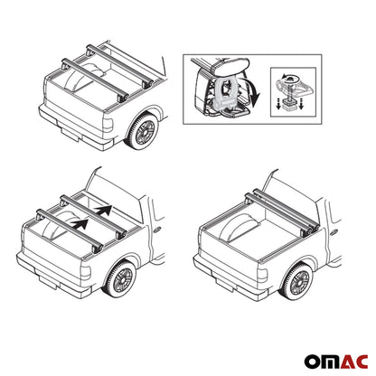 OMAC Truck Bed Rack System for VW Amarok Alu Pick Up Sliding Rack 4Pcs A053333