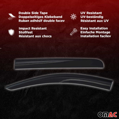 2007-2011 Toyota Camry Window Visor Vent Rain Deflector 4Pcs Smoke