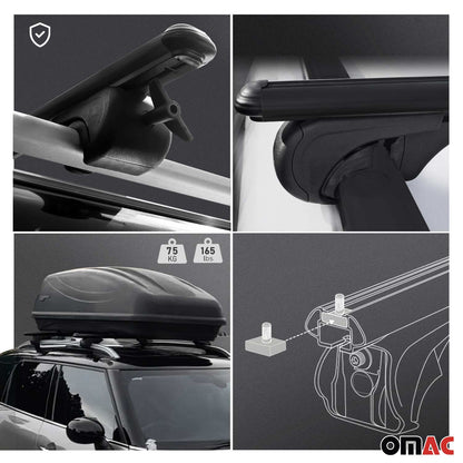 OMAC Roof Rack Rails Cross Bars Set for VW Touareg 2004-2010 Black 4 Pcs 7527933B-SET