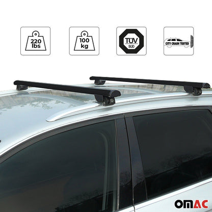 OMAC Roof Rack Cross Bars Luggage Carrier Black Aluminum 9696FRB4110B