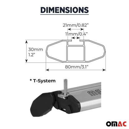 2025 Mazda CX-70 Roof Rack Cross Bars Luggage Carrier Silver 2Pcs