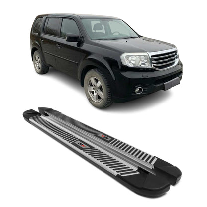 2009-2015 Honda Pilot Running Boards Side Steps Silver & Black