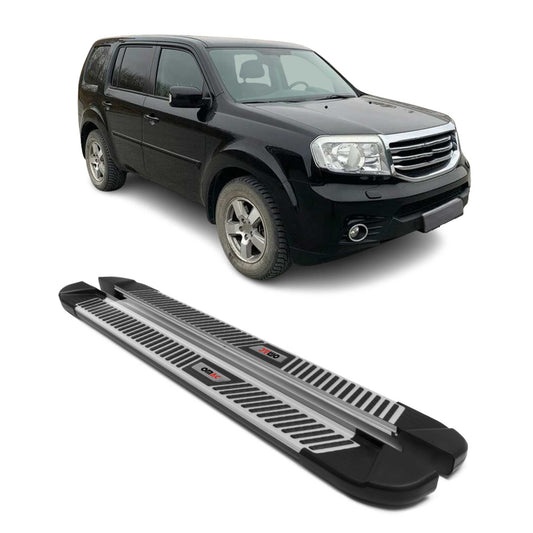 2009-2015 Honda Pilot Running Boards Side Steps Silver & Black