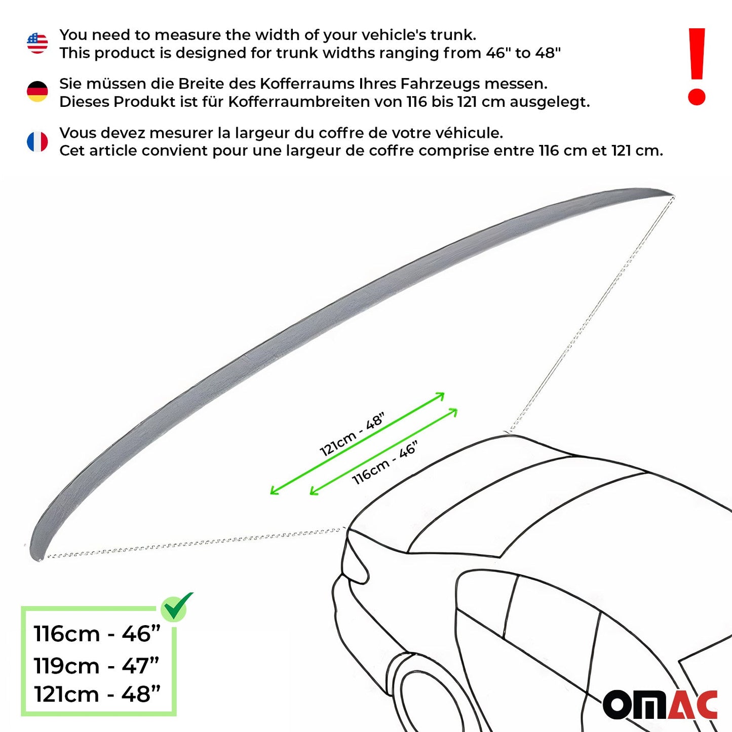 OMAC Rear Trunk Spoiler Wing for VW Passat B8 2015-2022 Black U015397