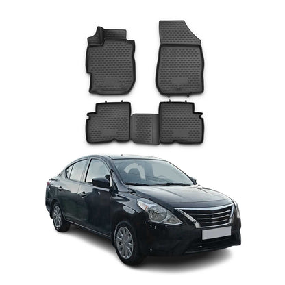 2012-2019 Nissan Versa Sedan Floor Mats Liners Full Set All Weather Black
