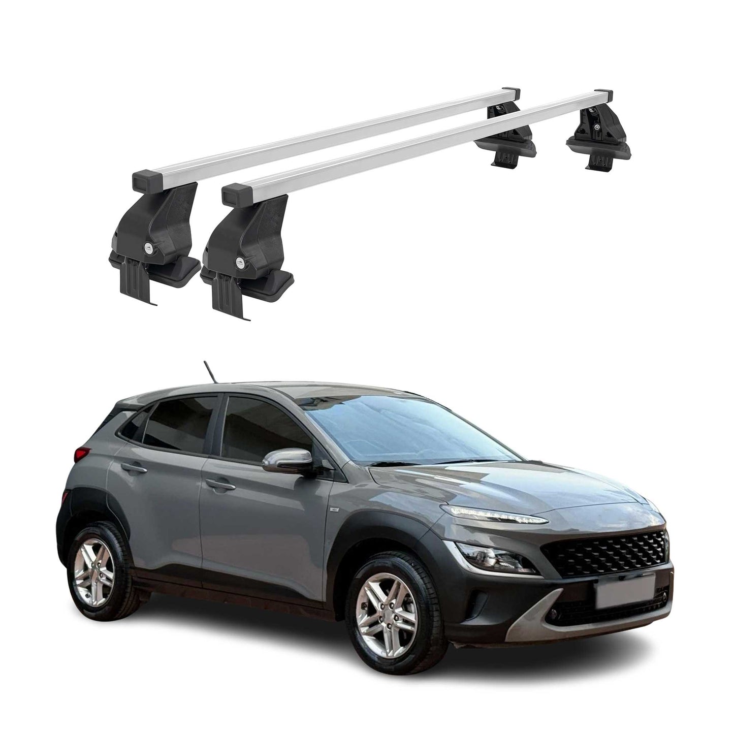 2019-2023 Hyundai Kona EV Roof Rack Cross Bars Silver