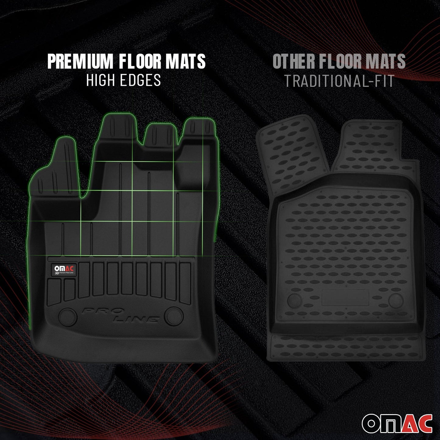 OMAC OMAC Premium Floor Mats for Fiat 500L 2014-2020 All-Weather Heavy Duty 4Pcs '2529454