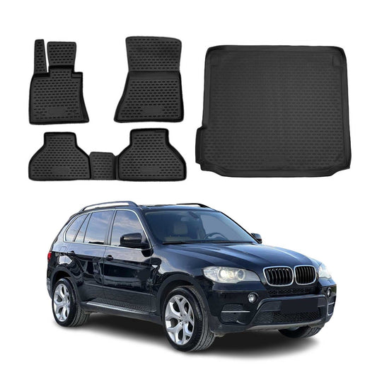 2007-2013 BMW X5 E70 Floor Mats & Cargo Liner Full Set All Weather Black