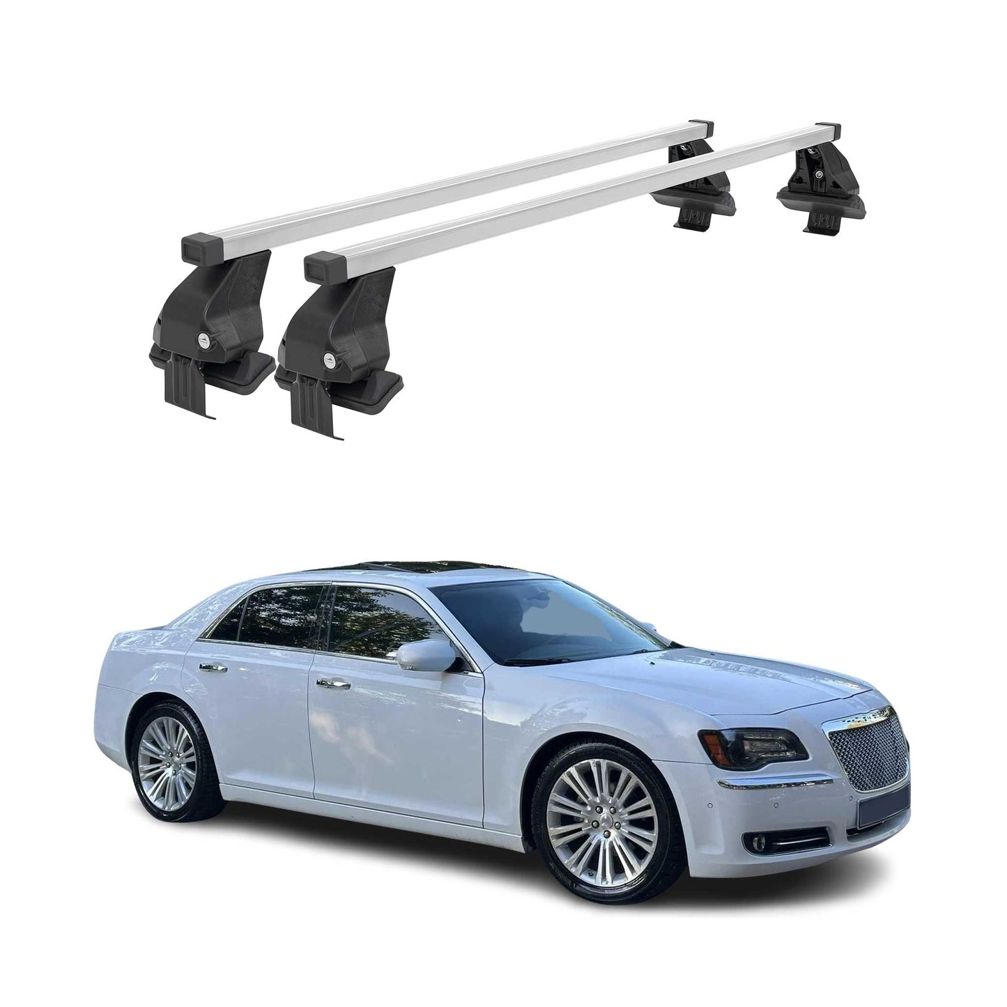 2011-2023 Chrysler 300 Roof Rack Cross Bars Silver