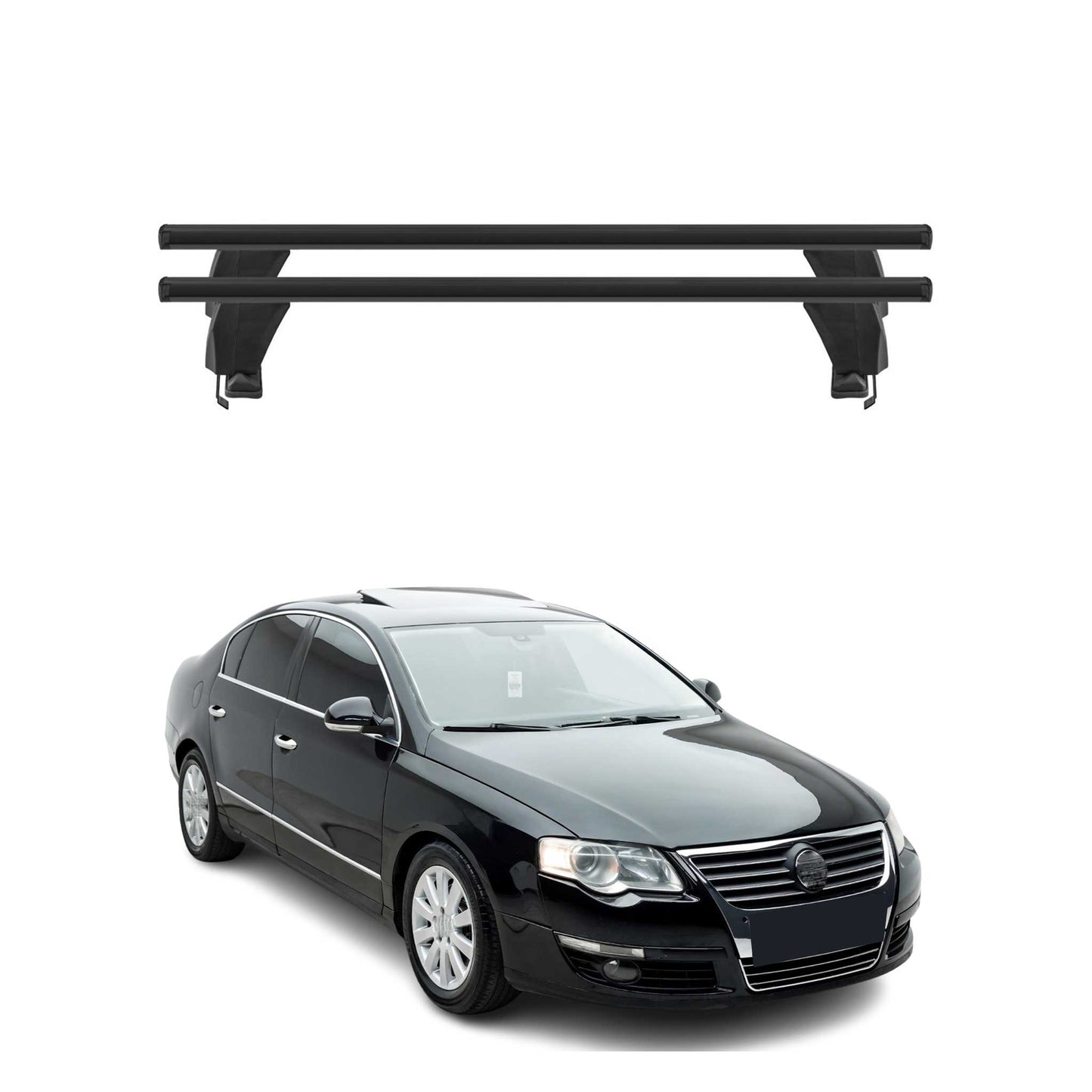 2006-2010 VW Passat B6 Sedan Roof Rack Cross Bars Black
