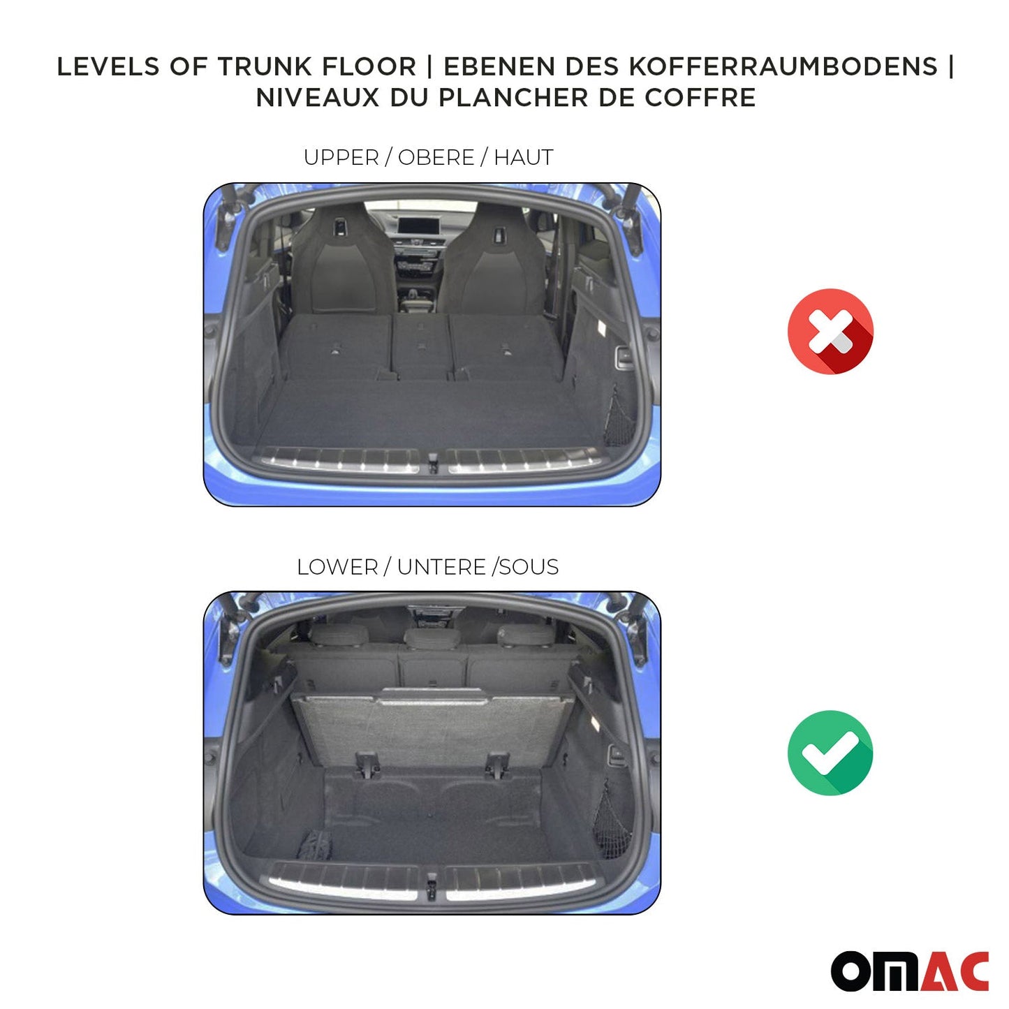 OMAC Premium Cargo Mats Liner for Suzuki SX4 S-Cross 2014-2018 Bottom Trunk U012770