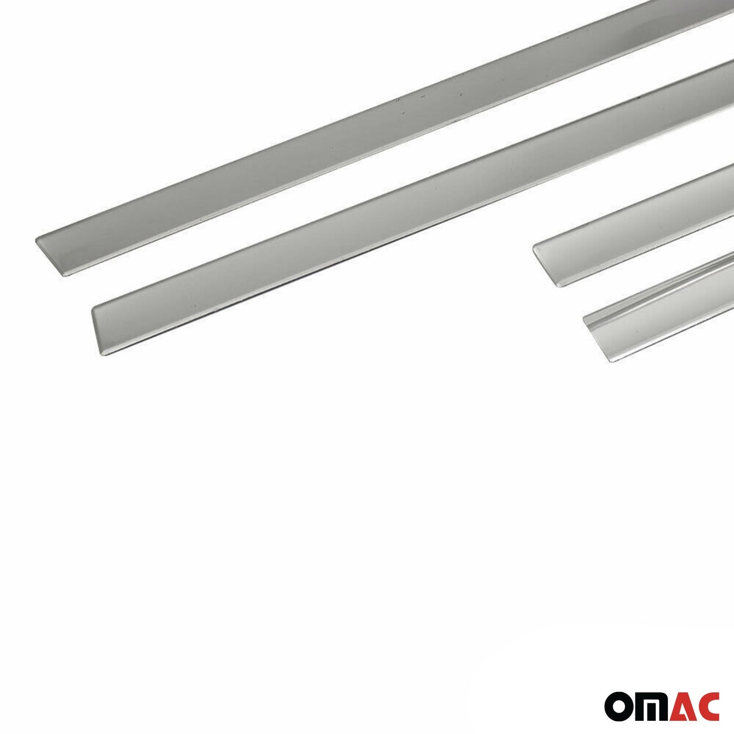 OMAC Universal Chrome Side Door Streamer Guard S.Steel Silver 4 Pcs. 96095-57