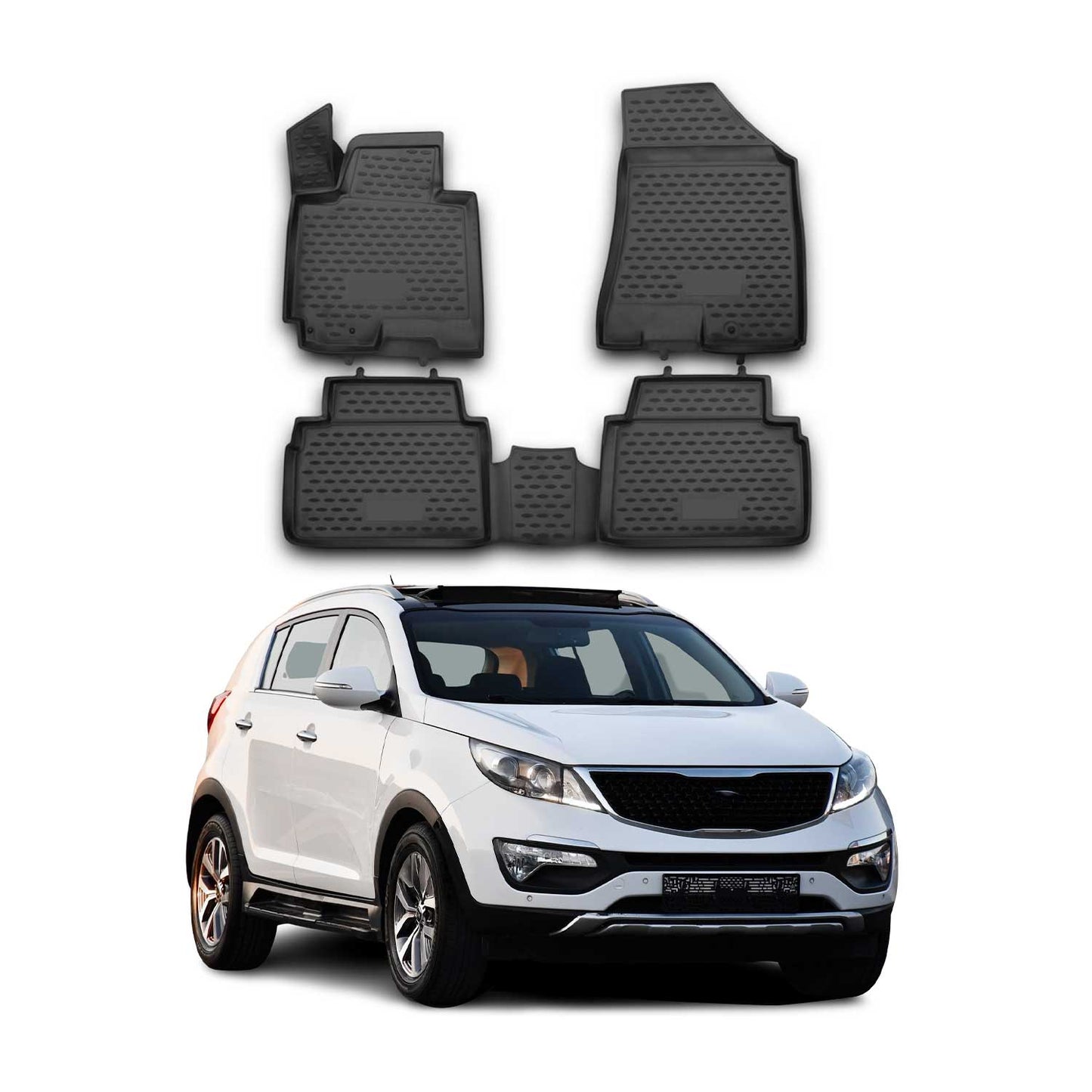 2011-2016 Kia Sportage Floor Mats Liners Full Set All Weather Black