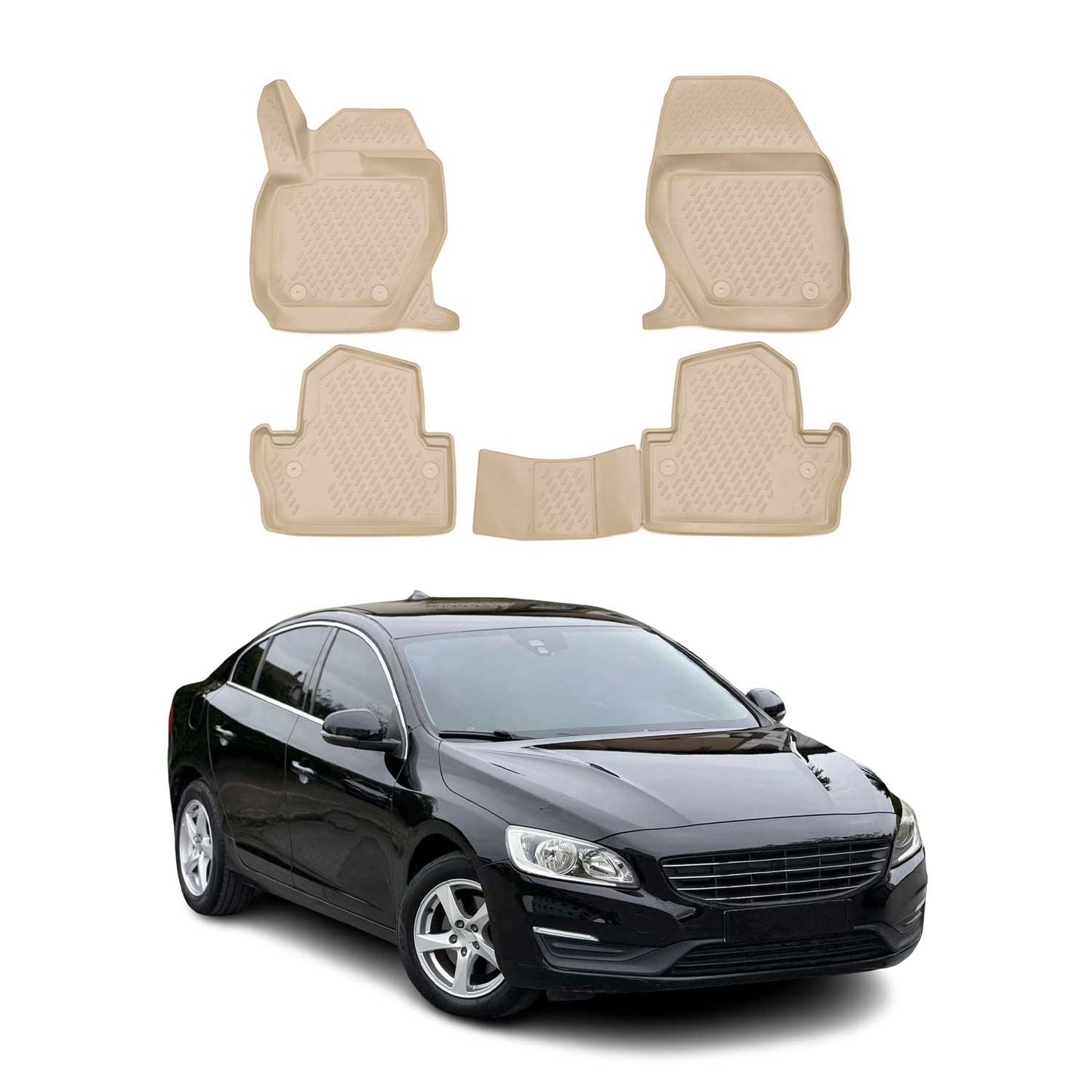 2011-2018 Volvo S60 Floor Mats Liners Full Set All Weather Beige