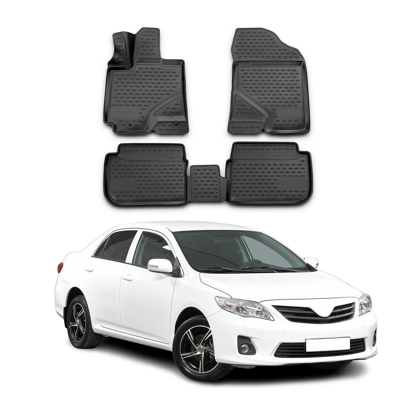 2009-2013 Toyota Corolla Floor Mats Liners Full Set All Weather Black