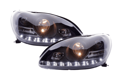 Mercedes Benz S-Class (220) Black LED Headlights with Daytime Running Lights (2002-2005)