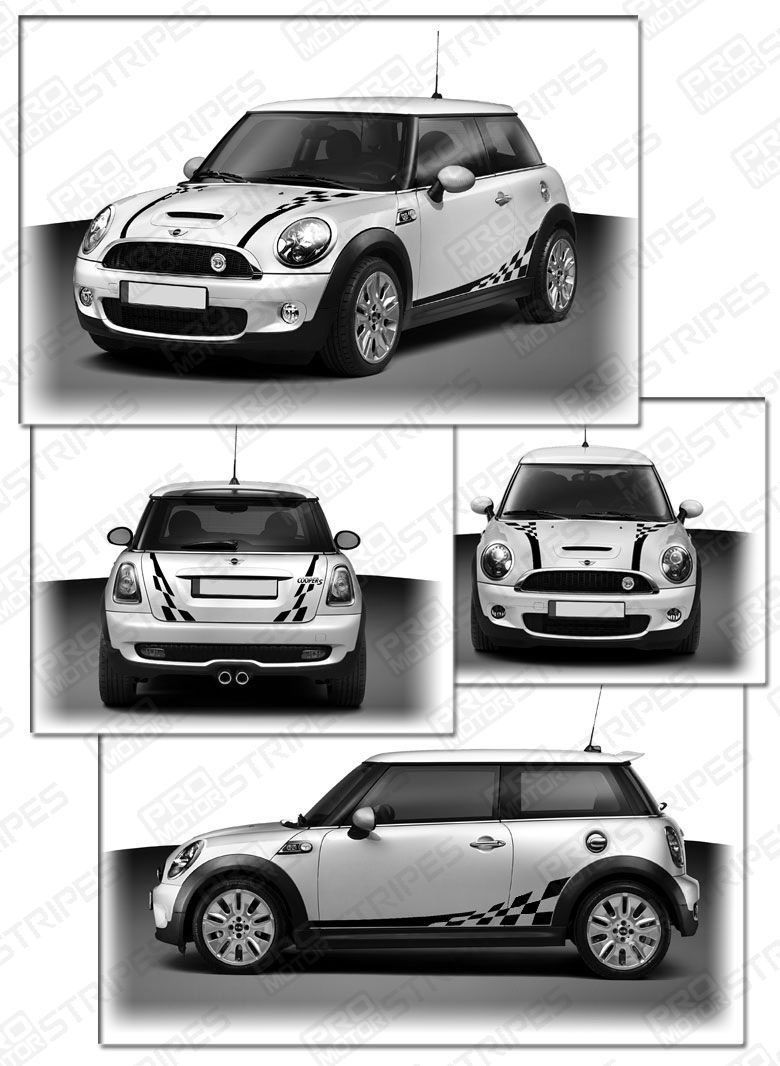 Mini Cooper 2008-2017 Checkered Hood, Sides & Back Stripes