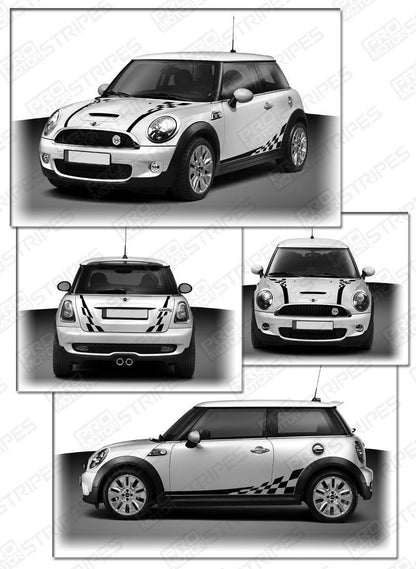 Mini Cooper 2008-2017 Checkered Hood, Sides & Back Stripes
