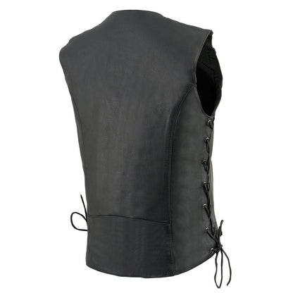 Milwaukee Leather MLL4500 Women's Classic Black Leather V-Neck Motorcycle Rider Vest w/ Side Laces