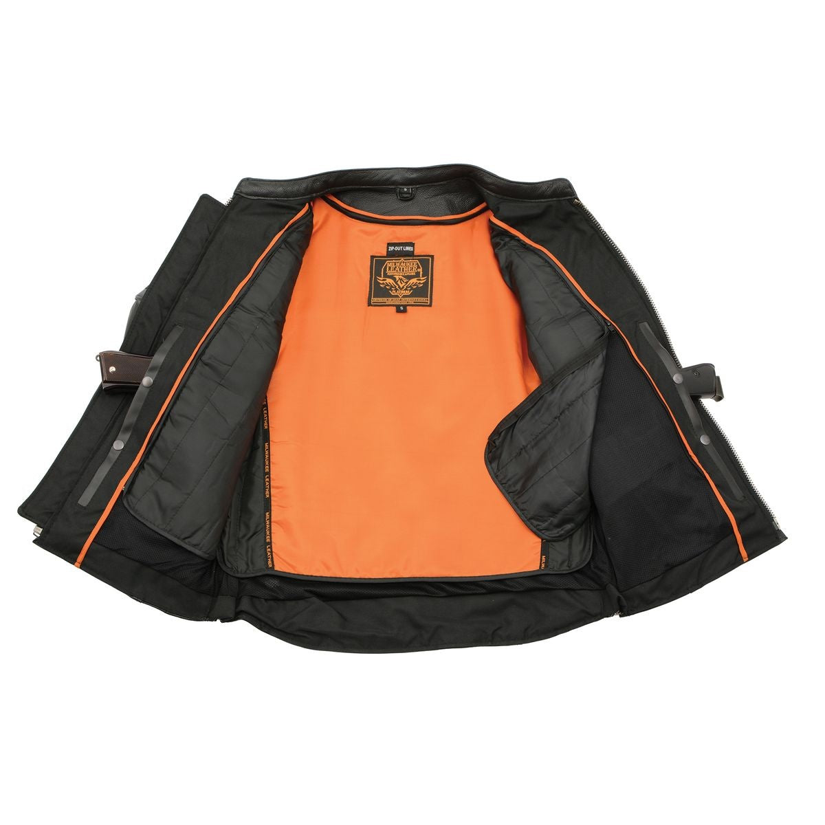 Milwaukee Leather MLM1501 Men's Reflective Skulls Premium Black Leather Motorcycle Jacket w/ Cool-Tec Treatement