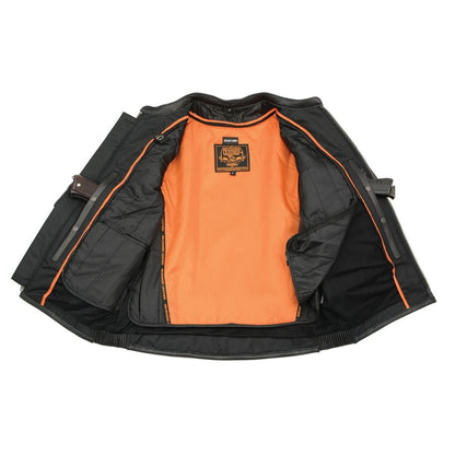 Milwaukee Leather MLM1502 Men's Black Premium Leather Vented Motorcycle Biker Jacket w/ Cool-Tec Leather Treatment Tech