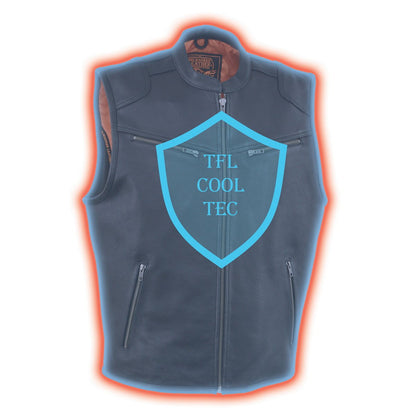 Milwaukee Leather MLM3502 Men's Black Premium Leather Motorcycle Rider Vest with Cool-Tec Leather Treatment Tech