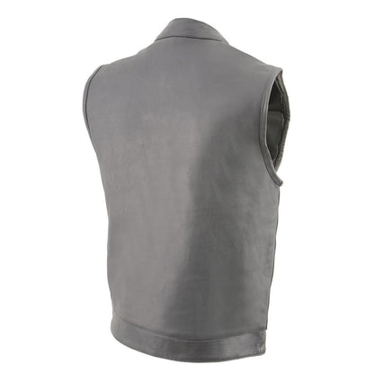 Milwaukee Leather Men's MLM3514 Black Premium Dual Closure Club Style Motorcycle Vest w/ Cool-Tec Leather Treatment