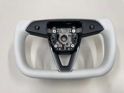 Model 3 Highland Yoke Steering Wheel - White Napa Leather