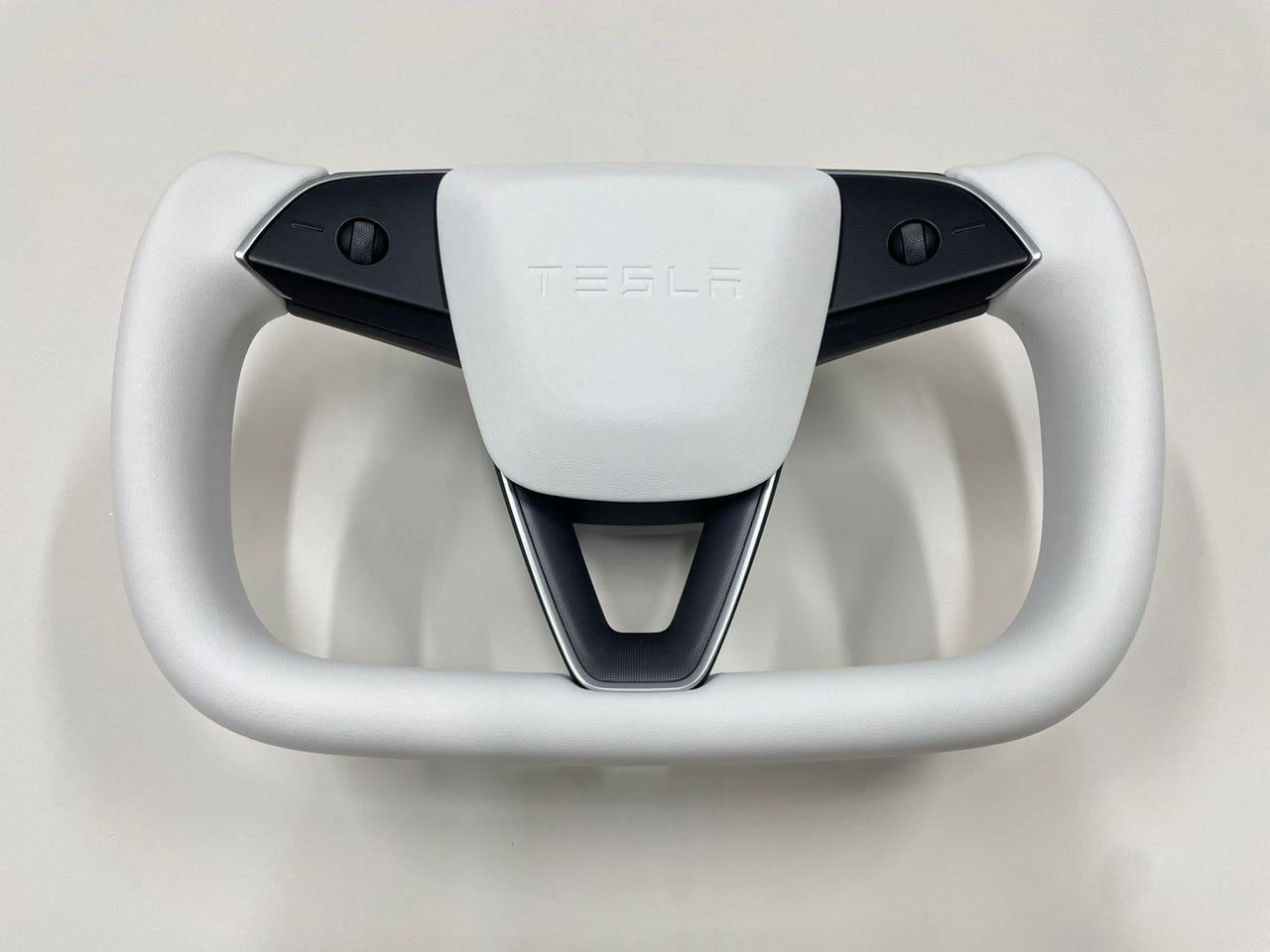 Model 3 Highland Yoke Steering Wheel - White Napa Leather