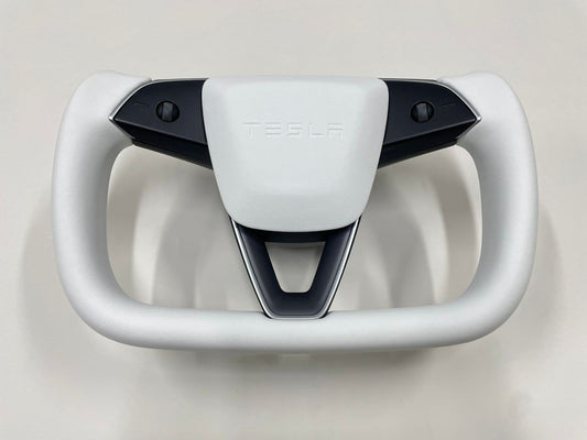 Model 3 Highland Yoke Steering Wheel - White Napa Leather