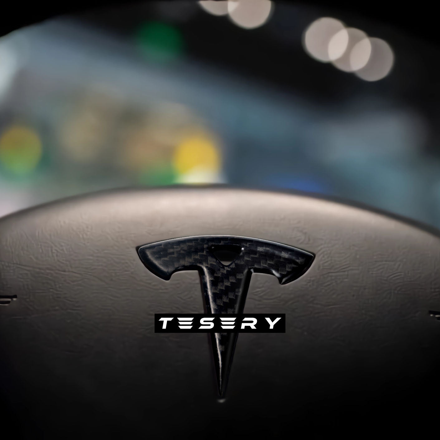 Model 3 / Y Steering Wheel Logo Cover - Carbon Fiber Interior Mods