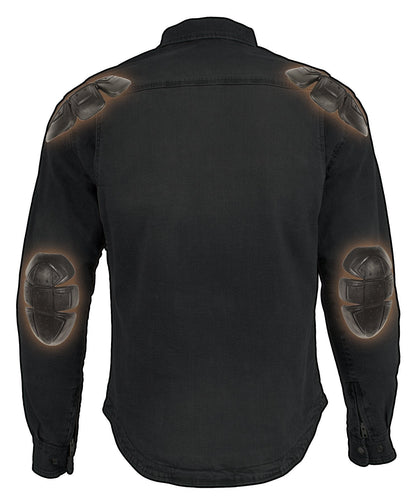 Milwaukee Leather Men's Avalanche Black CE Armored Flannel Shirt with Aramid Reinforced Zones - MPM1620