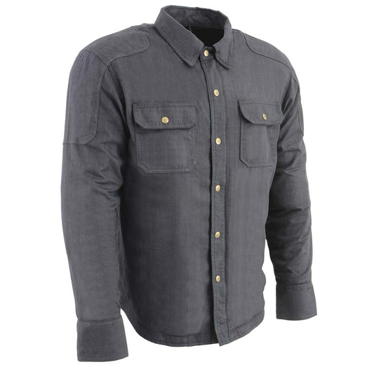 Milwaukee Leather Men's Warpath Black CE Armored Flannel Shirt with Aramid Reinforced Zones - MPM1622