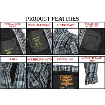 Milwaukee Leather Men's Steelvenom Multi/Color CE Armored Flannel Shirt with Aramid Reinforced Zones - MPM1626